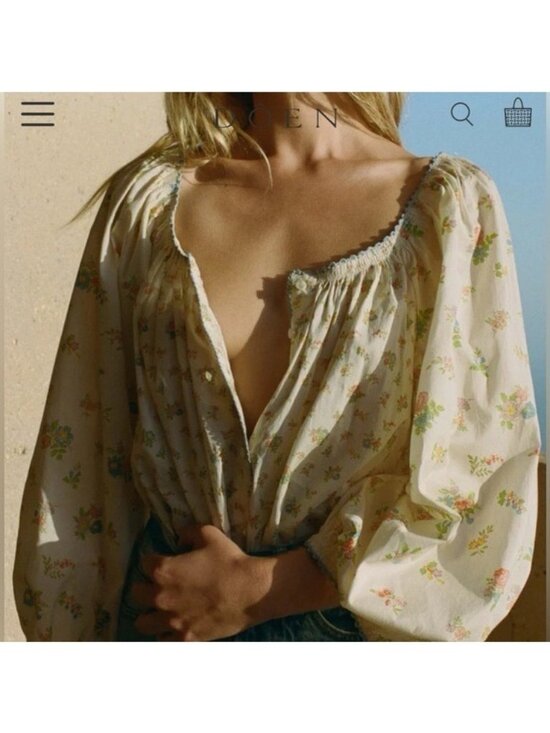 Doen Tops - DOEN Cream Floral Blouse, S M